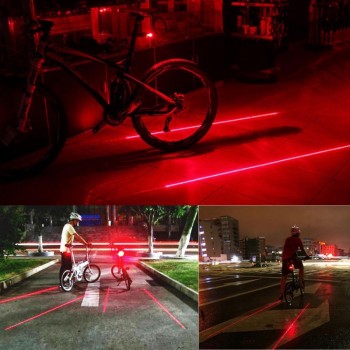 Bike Cycling Lights Waterproof 5 LED 2 Lasers 3 Modes Bike Taillight Safety Warning Light Bicycle Rear Bycicle Light Tail Lamp