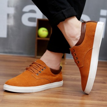 2018 New Fashion Suede Men Flats Shoes Canvas Shoes Male Leather Casual Breathable Shoes Lace-Up Flats Big Size 38-49 Free Ship