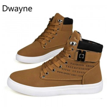 Dwayne Mens vulcanized shoes Lace-Up Men Canvas Shoes Man Buckle Ankle Boots Winter Fashion Shoes Flats Footwear free shipping