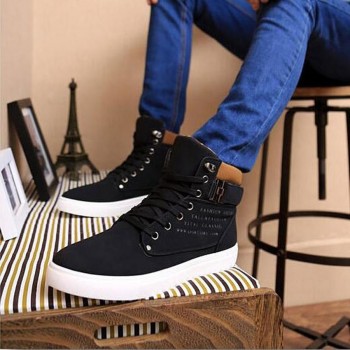 Dwayne Mens vulcanized shoes Lace-Up Men Canvas Shoes Man Buckle Ankle Boots Winter Fashion Shoes Flats Footwear free shipping