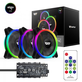 Aigo DR12-Pro 3P-5v AURA SYNC Computer  PC Cooling Fan RGB Adjust LED 120mm Quiet+IR Remote computer Cooler Cooling RGB Case Fan