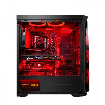 KOTIN S16 Desktop Computer Gaming PC AMD Ryzen5 2600 120GB 240G SSD PUBG PC 400W PSU 5 Red LED Fans Remote Control Light Bar