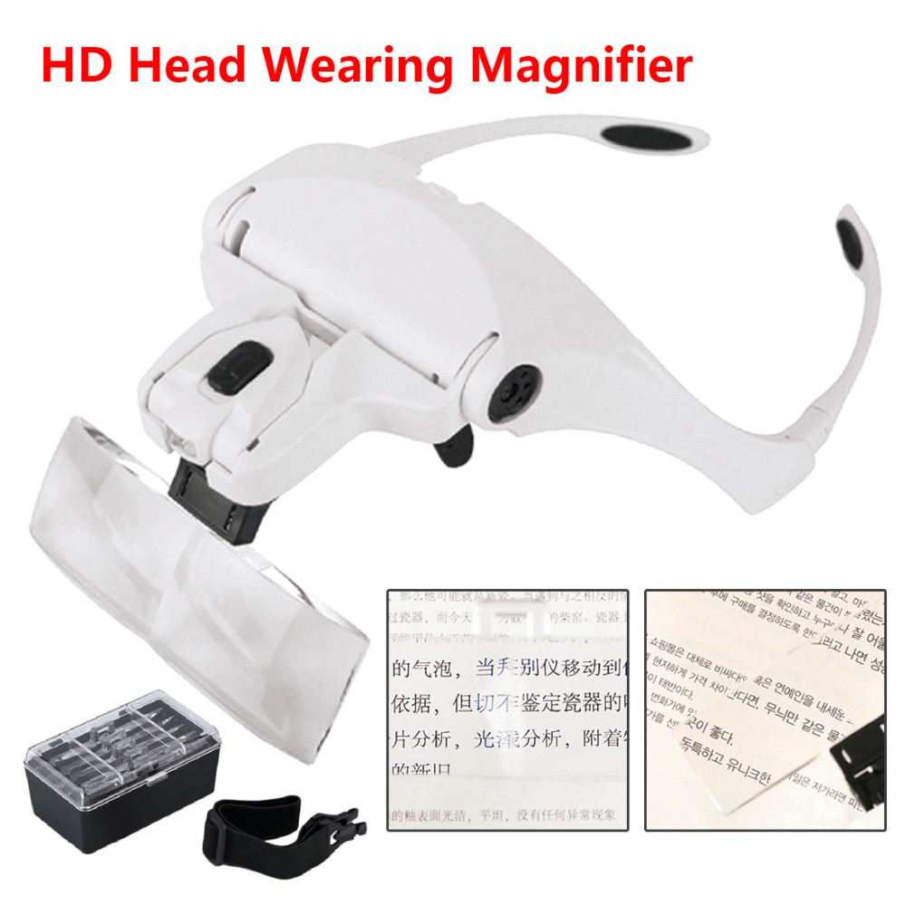 1.0X 1.5X 2.0X 2.5X 3.5X Adjustable 5 Lens Loupe LED Light Headband Magnifier Glass LED Magnifying Glasses With Lamp