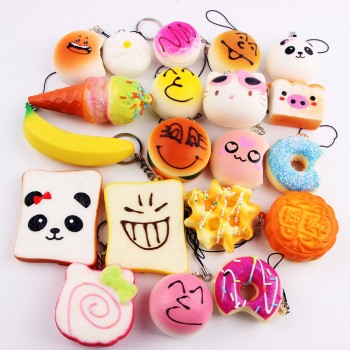 10Pcs Cute Kawaii Soft Squishy Medium Mini Soft Squishy Bread Toys Key Toys Decompression Fun Toys For Child Adult Attention