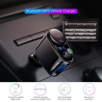 Baseus Car MP3 Audio Player Bluetooth Car Kit FM Transmitter Handsfree Calling 5V 3.4A Dual USB Car Charger Mobile Phone Charger