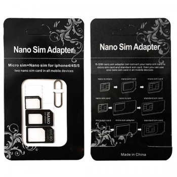 Etmakit Hot Sale 1 Set 4 in 1 Convert Nano SIM Card to Micro Standard Adapter For iPhone7 5 5s 6 6s Plus Xiaomi Huawei