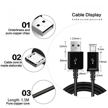 Samsung Micro USB Cable S6 S7 edge Original Note 4 5 S6edge S7edge J3 J5 J7 fast charger adapter charging 1.5m 2A usb cable date