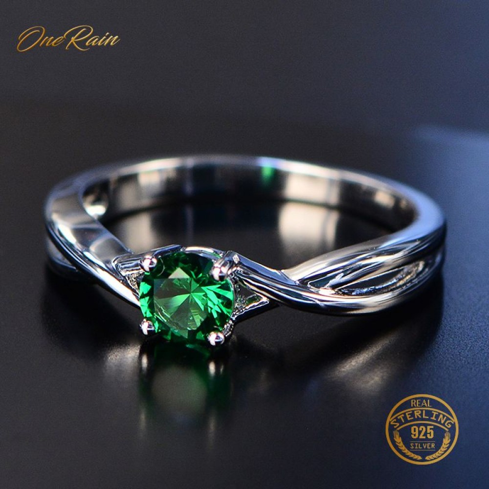 OneRain New 100% 925 Sterling Silver Natural Pink Sapphire Emerald Gemstone Wedding Engagement Cocktaill Ring Jewelry Wholesale