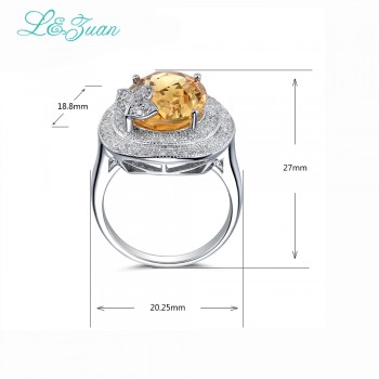 Lamp;zuan S925 Silver Sterling Jewelry Rings 4.75ct Natural Yellow Citrine Prong Setting Romantic Ring Fine Jewelry Christmas Gift