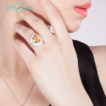 Lamp;zuan S925 Silver Sterling Jewelry Rings 4.75ct Natural Yellow Citrine Prong Setting Romantic Ring Fine Jewelry Christmas Gift