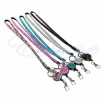 Neck Lanyard Retractable ID Badge Reel Crystal Rhinestone Phone Key Holder