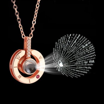 2019 New Arrival Rose Gold amp; Silver Projection Pendant I Love You 100 Language Necklace Romantic Love Memory Wedding Necklace