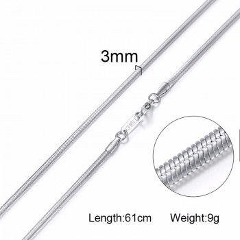 Vnox 3-6MM Silver Tone Snake Cocoon Curb Link Flat Box Wheat Chains Stainless Steel Men Necklace Choker Jewelry 24 inch