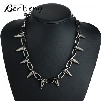 Rivets CBB material Chokers Punk Goth Handmade Choker Necklace Silver Spike Rivet Necklace EMO Rock Gothic Chocker