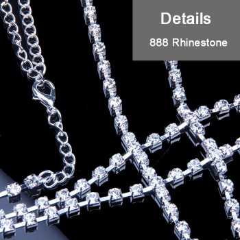 StoneFans 2018 Women Full Rhinestone Body Fashion Chain Necklace Jewelry Shiny Rhinestone Crystal Bra Body Charming Club Jewelry