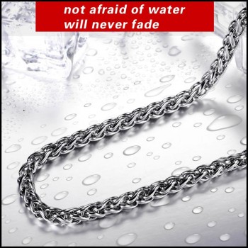 Beier 3mm/4mm/5mm/6mm Width 316L Stainless Steel Men Boy Spiga Plait Necklace Chain Silver Color BN1006 ( 20-32 Inch )