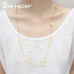 SHE WEIER stainless steel Long necklaces pendants neckless chain gold women necklace fashion jewelry silver jewels flower