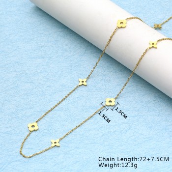 SHE WEIER stainless steel Long necklaces pendants neckless chain gold women necklace fashion jewelry silver jewels flower