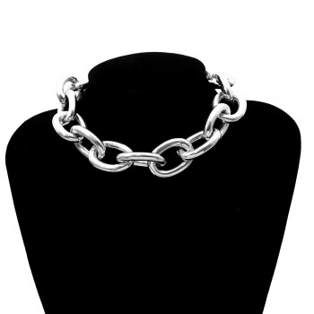 KingDeng Link Chain Retro Exaggerated Punk Metal Item Necklace Female Simple Chain Geometric Personality Necklace Shackles New