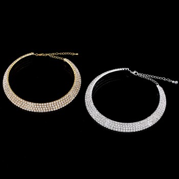 2017 Hot Sale Limited Collier Collares Maxi Necklace Wedding Bridal Jewelry 1 2 3 4 5 Row Crystal Rhinestone Choker Necklaces