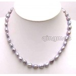 SALE ! Big 7-9mm Dark Gray BAROQUE natural Freshwater PEARL 17 Necklace -5851 Wholesale/retail Free shipping