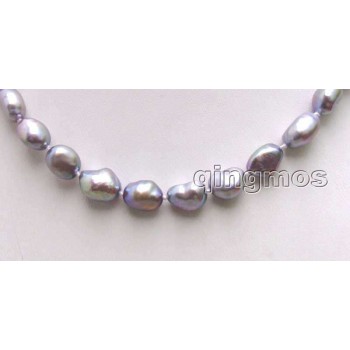 SALE ! Big 7-9mm Dark Gray BAROQUE natural Freshwater PEARL 17 Necklace -5851 Wholesale/retail Free shipping