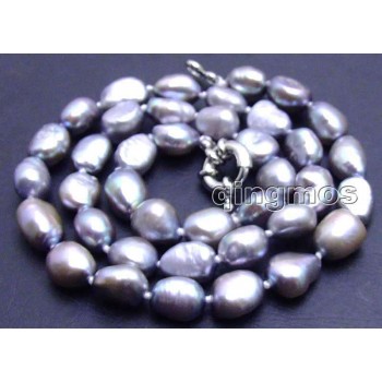 SALE ! Big 7-9mm Dark Gray BAROQUE natural Freshwater PEARL 17 Necklace -5851 Wholesale/retail Free shipping