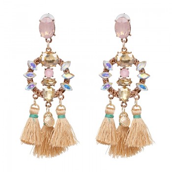 FASHIONSNOOPS Charm Fringed Bijoux Luxury Pendant Tassel Statement Earrings Hot Sale Boho Shiny Drop Dangle Earrings For Women