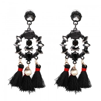 FASHIONSNOOPS Charm Fringed Bijoux Luxury Pendant Tassel Statement Earrings Hot Sale Boho Shiny Drop Dangle Earrings For Women