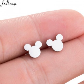 Jisensp Fashion Women Mickey Earrings Cartoon Mouse Stud Earrings Mothers Day Gift Cute Animal Small Earings aretes de mujer