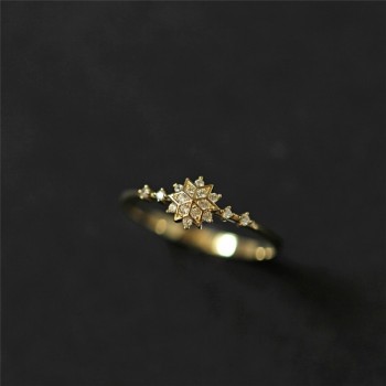 ROMAD Cute Womens Snowflake Rings Female Chic Dainty Rings Party Delicate Rings Wedding Jewelry R4