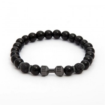 Charm Natural stone bracelets High quality Goldenamp;Black Crown Dumbbells Mens bracelets Hematite Beads Bracelet For Women Men