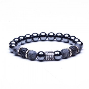 Charm Natural stone bracelets High quality Goldenamp;Black Crown Dumbbells Mens bracelets Hematite Beads Bracelet For Women Men