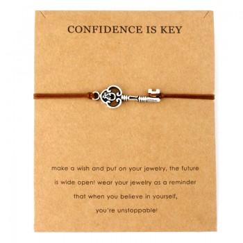 Confidence is Key Lock Rope Chain Adjustable Bracelets Fish Hook Sailing Charms Women Men Unisex Jewelry Lovers Christmas Gift