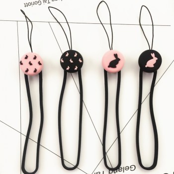 Cartoon silicone pendant anti-fall Cute Universal Mobile Phone Rope hand Strap long Lanyard Strap lovely rabbit