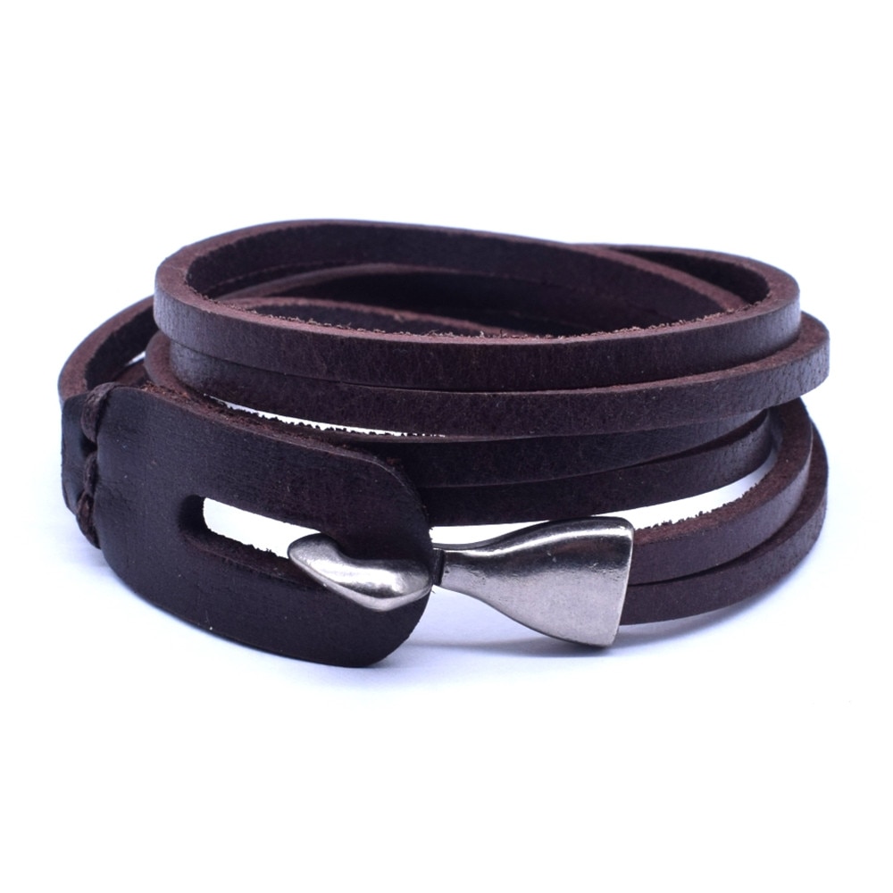 VOQ New Design Punk Black amp; Brown Wrap Bracelet Length 60cm Multi-layer Leather Bracelet Men Fashion Jewelry Wholesale