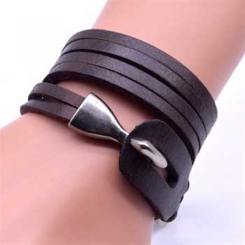 VOQ New Design Punk Black amp; Brown Wrap Bracelet Length 60cm Multi-layer Leather Bracelet Men Fashion Jewelry Wholesale