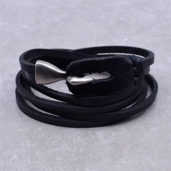 VOQ New Design Punk Black amp; Brown Wrap Bracelet Length 60cm Multi-layer Leather Bracelet Men Fashion Jewelry Wholesale