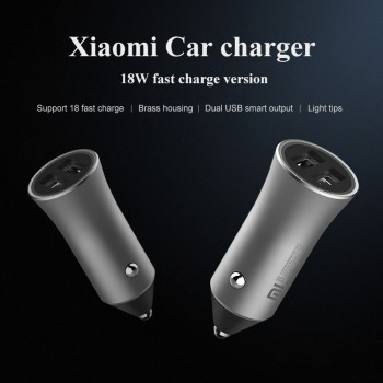 100% Original XiaoMi USB Car Charger Dual USB 5V/3.6A Volt Quick Car Charger Metal Compatible for Samsung for iPhone