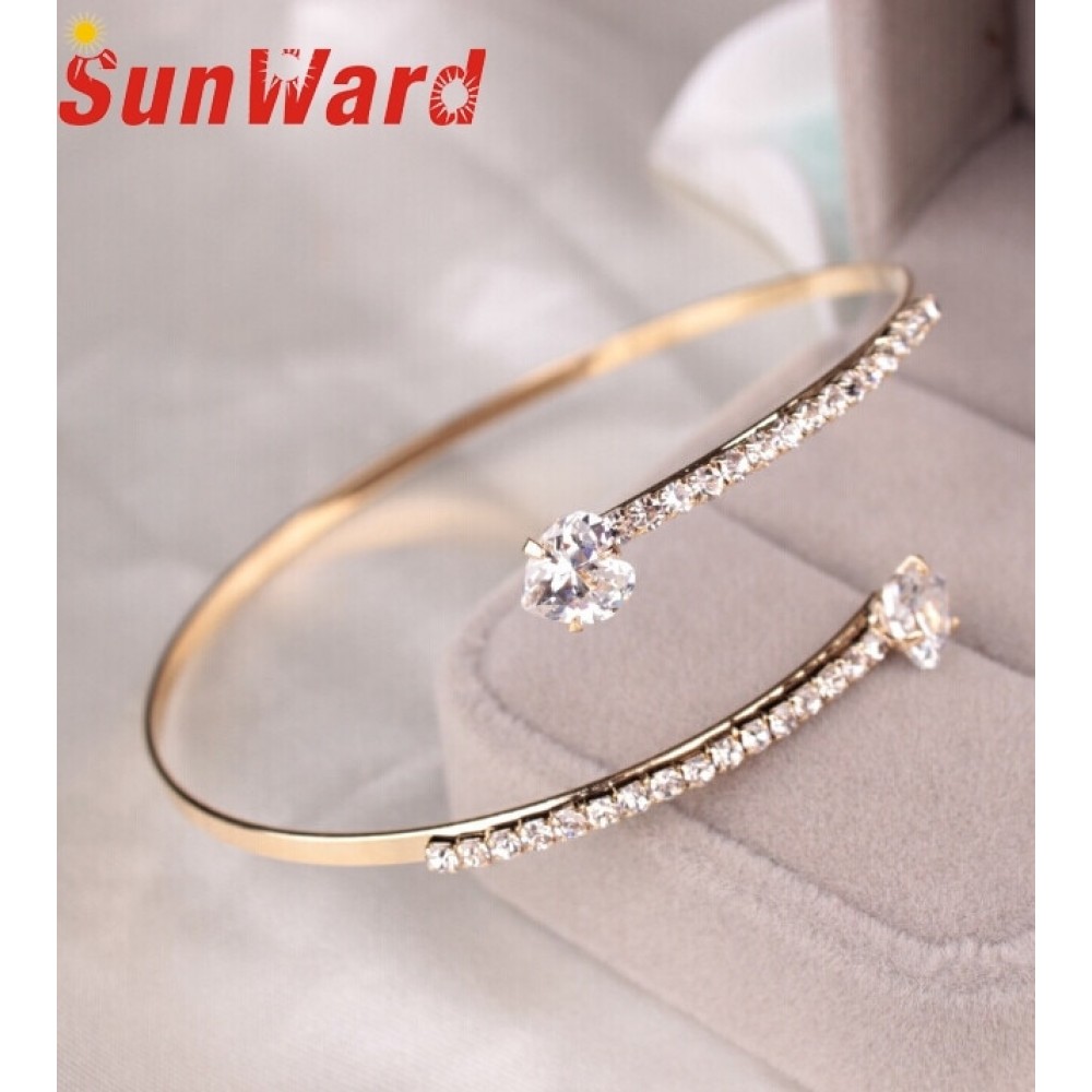 OTOKY Hot Sale 2018 1 PC Lady Elegant Crystal Angel Wings Zircon Love Hearts Bangle Bracelet Adjustable Drop Shipping Mar5