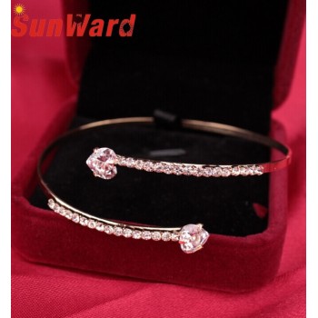 OTOKY Hot Sale 2018 1 PC Lady Elegant Crystal Angel Wings Zircon Love Hearts Bangle Bracelet Adjustable Drop Shipping Mar5