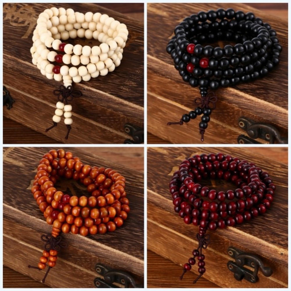 pulseras 108 beads 8mm Natural Sandalwood Buddhist Buddha Wood Prayer Bead Mala Unisex Men bracelets amp; bangles jewelry bijoux