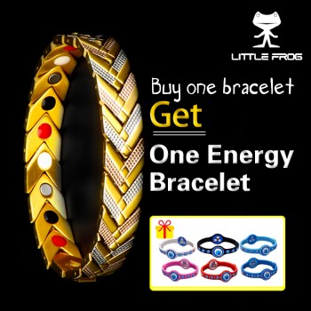 LITTLE FROG  Healthy Bracelet Magnetic Therapy Stainless Steel Energy Bracelets Bangles Gold Chain Women Fashion Jewelry