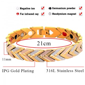 LITTLE FROG  Healthy Bracelet Magnetic Therapy Stainless Steel Energy Bracelets Bangles Gold Chain Women Fashion Jewelry