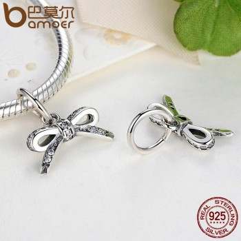 BAMOER 925 Sterling Silver Sparkling Bow Knot Stackable Ring Bridal Jewelry Sets Sterling Silver Jewelry Sets amp; More ZHS022