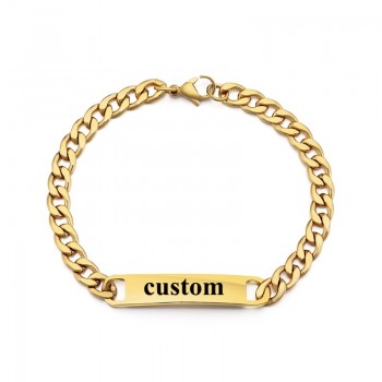 Gold Bracelet Men Women Stainless Steel Name Bracelet Customize Letters Bracelet  Special Birthday Gift Dropshipping