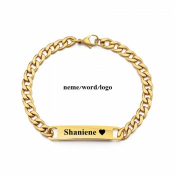 Gold Bracelet Men Women Stainless Steel Name Bracelet Customize Letters Bracelet  Special Birthday Gift Dropshipping