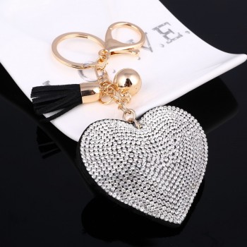 ZOSH Heart Keychain Leather Tassel Gold Key Holder Metal Crystal Key Chain Keyring Charm Bag Auto Pendant Gift Wholesale Price