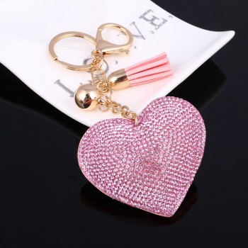 ZOSH Heart Keychain Leather Tassel Gold Key Holder Metal Crystal Key Chain Keyring Charm Bag Auto Pendant Gift Wholesale Price