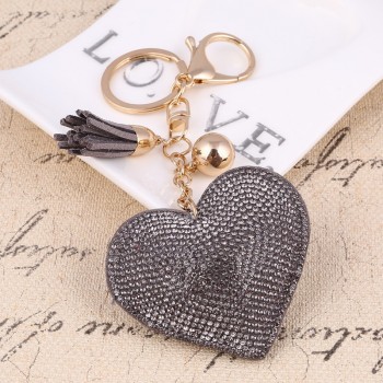 ZOSH Heart Keychain Leather Tassel Gold Key Holder Metal Crystal Key Chain Keyring Charm Bag Auto Pendant Gift Wholesale Price